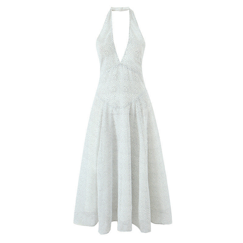 Halter V-Neck Backless Summer Dress for Chic Holiday Getaways-Theone Apparel