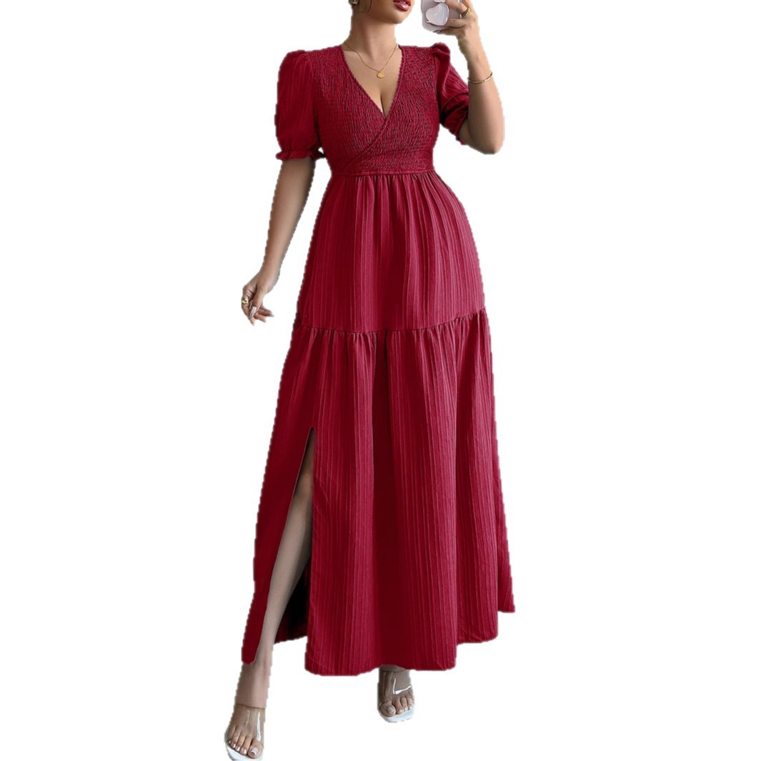 Robe à col en v de haut sens avec appel de luxe moderne