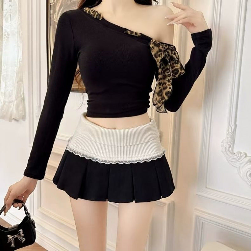 Lace Stitch Pleated Skirt For Playful Feminine Energy-Theone Apparel