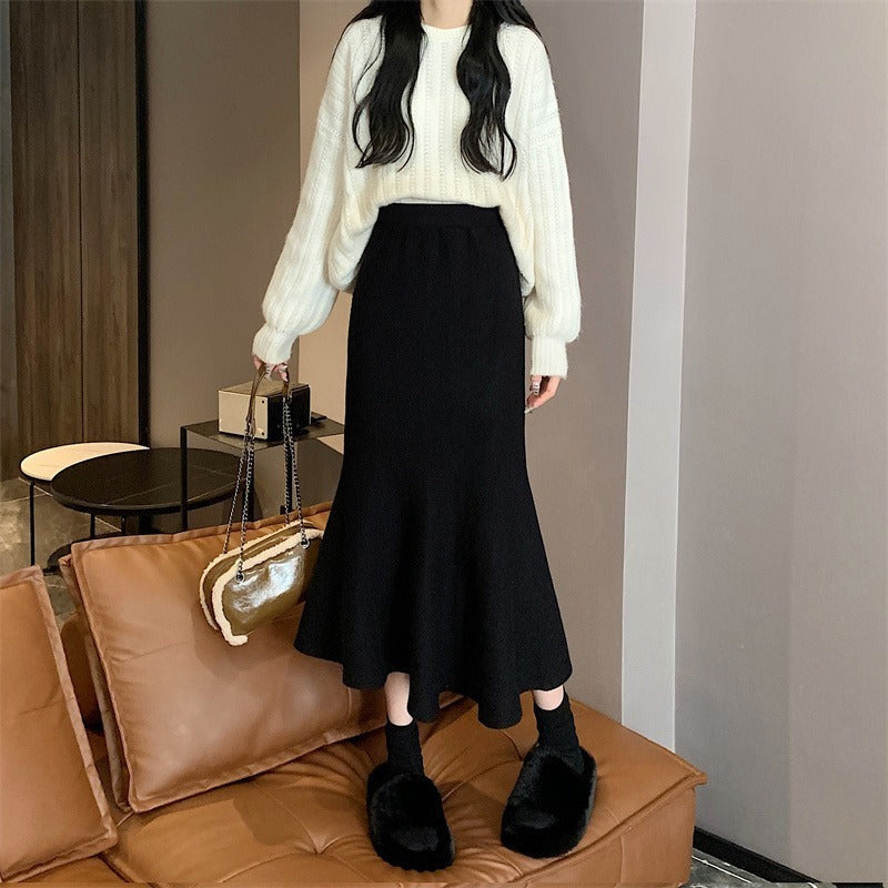 Mid Length A-Line Skirt For Graceful Feminine Style-Black-Theone Apparel