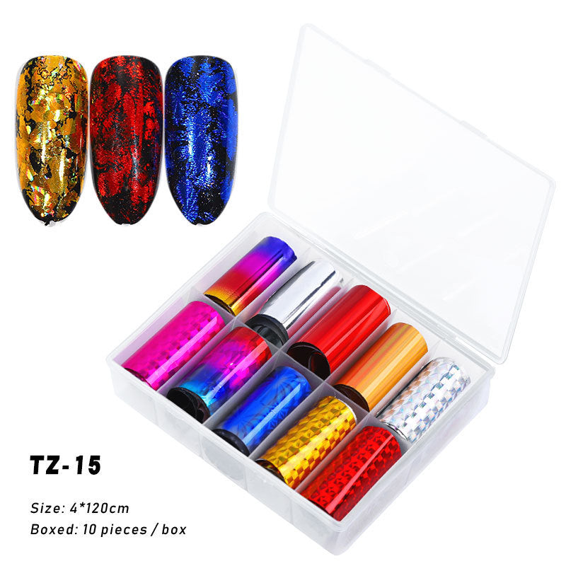 Multicolored and Multipatterned Nail Wraps 10 Piece Set-TZ15-Theone Apparel