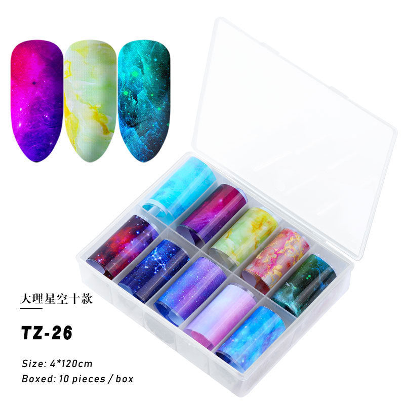 Multicolored and Multipatterned Nail Wraps 10 Piece Set-TZ26-Theone Apparel