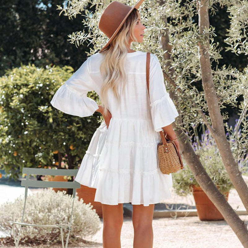 Seaside Vacation Three-Piece Set with Bikini, Skirt, Blouse