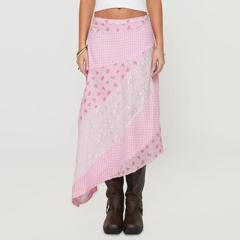 Retro Low Taille Blumendruckrock für Vintage -Charme