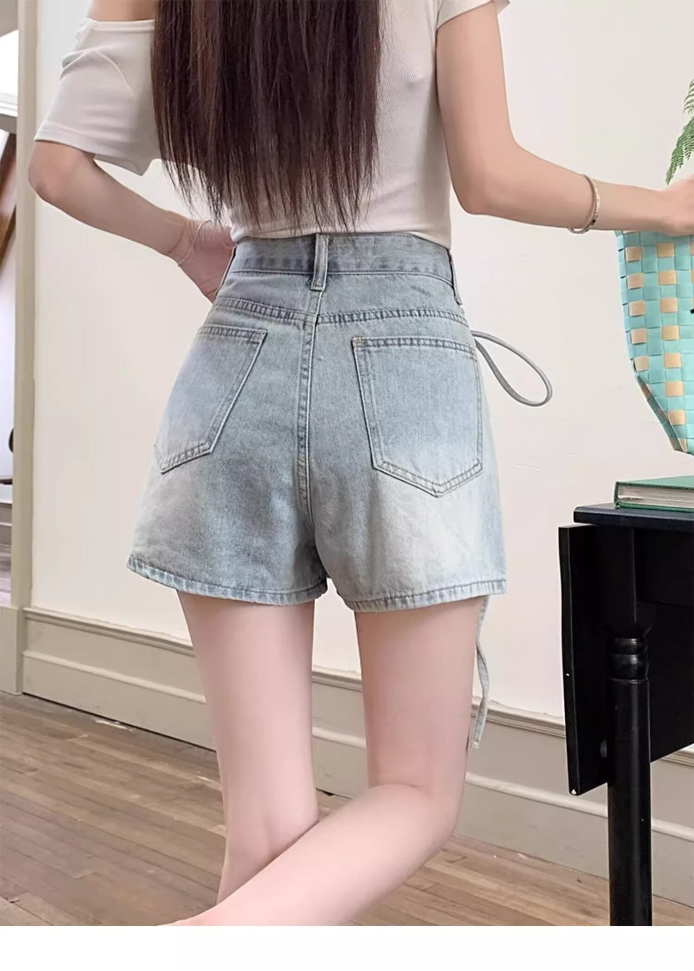 Shorts de saia jeans de cintura alta para roupas de verão brincalhões