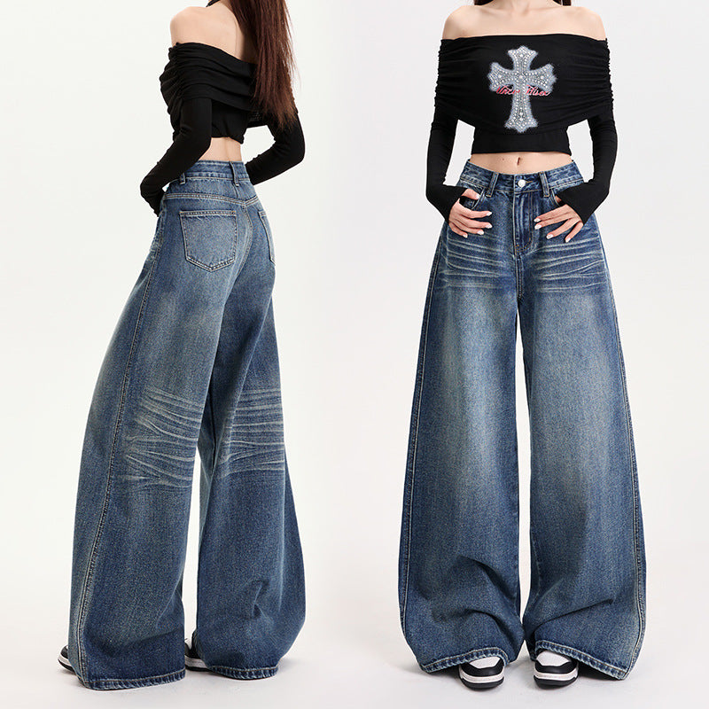 Loose Fit Denim Wide-Leg Pants for Relaxed Styling