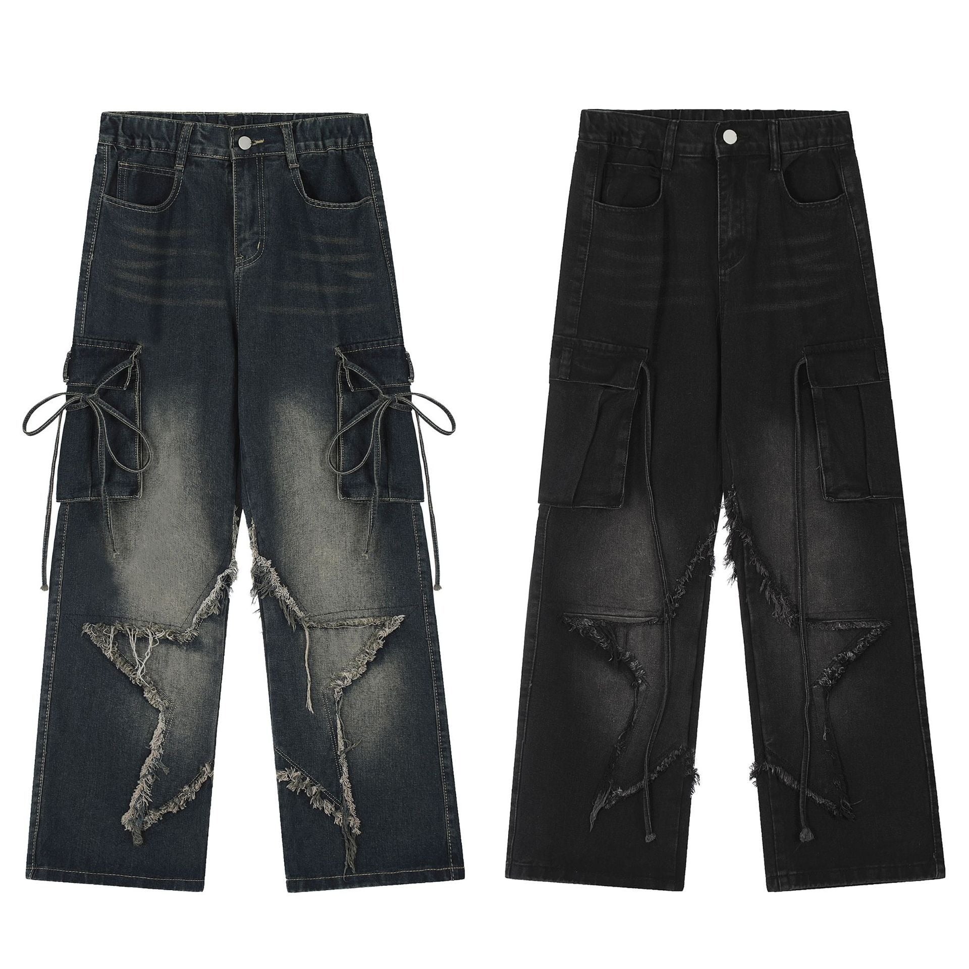 Retro Multi-Pocket American Jeans for Spring and Autumn