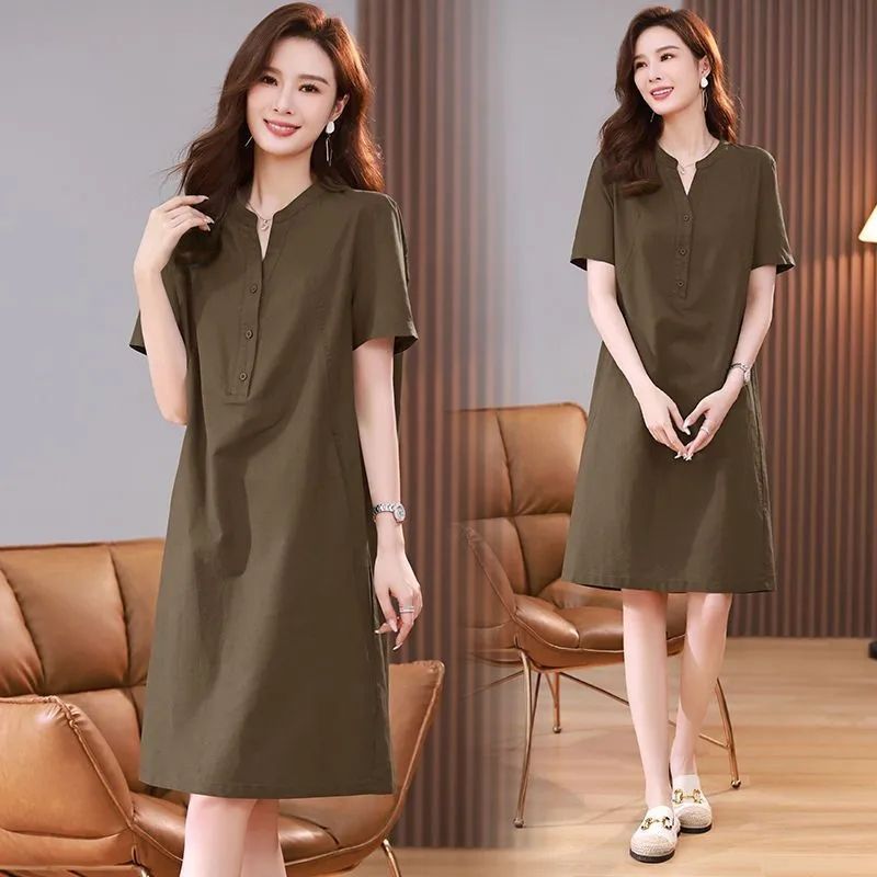 Oversized Mid-Length Summer Dress with Belly Coverage-Theone Apparel