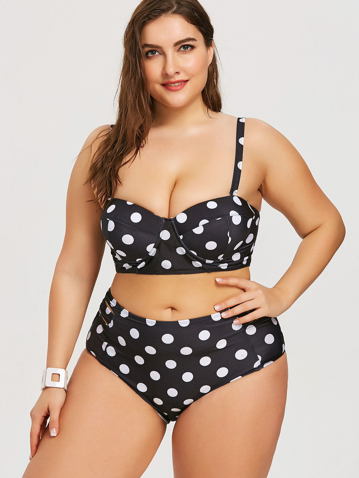 Retro Polka Dot High-Waist Bikini for Vintage Appeal-Theone Apparel