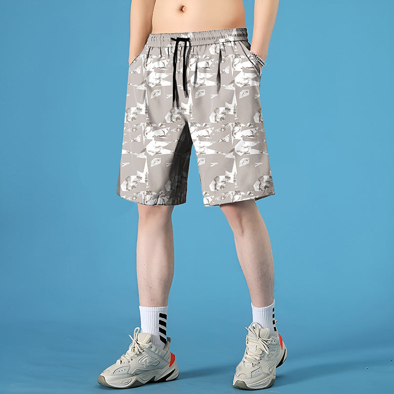 Seaside Quick-Dry Shorts for Effortless Water Transitions-White with Light Patterns-Theone Apparel