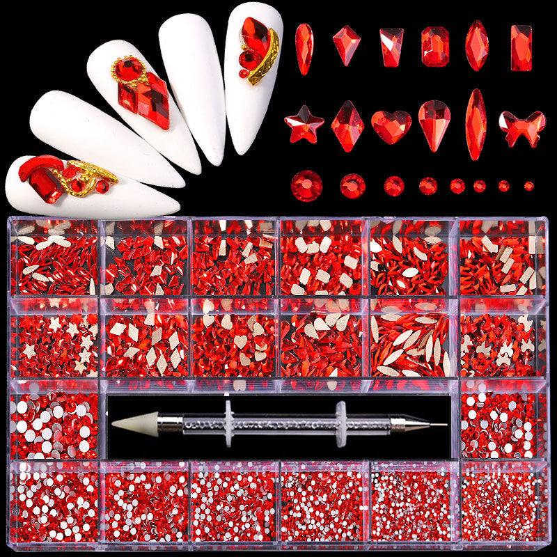 Set of 21 Boxes of Nail Art and 3D Designs-Red-Theone Apparel