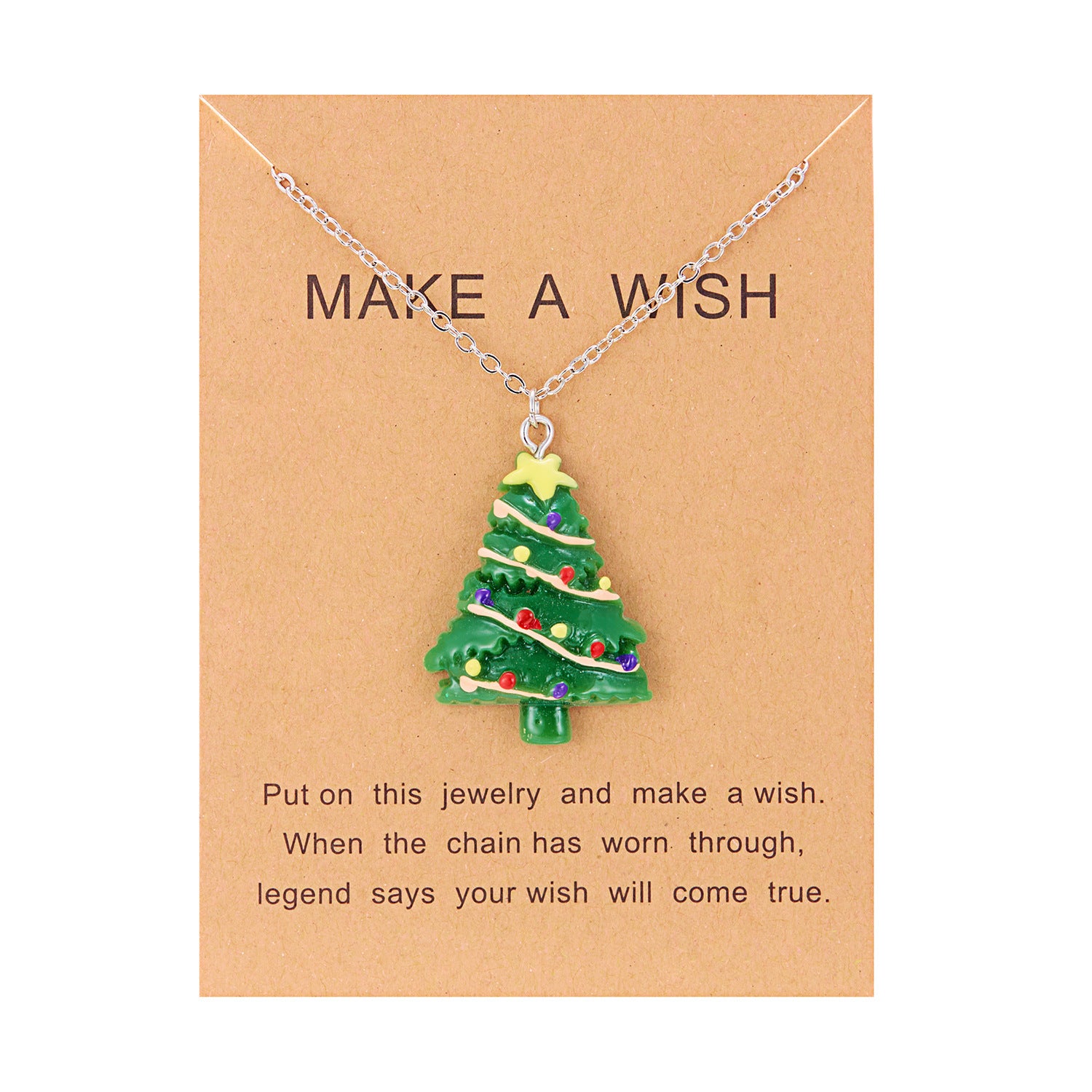 Silver-Tone Christmas Resin Glitter-Accent Chain Pendant Necklace in Assorted Styles-Style 7-Theone Apparel