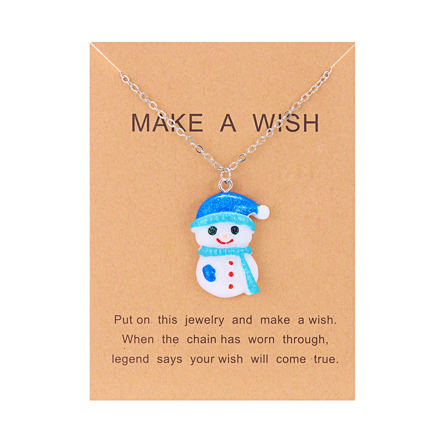 Silver-Tone Christmas Resin Glitter-Accent Chain Pendant Necklace in Assorted Styles-Style 6-Theone Apparel