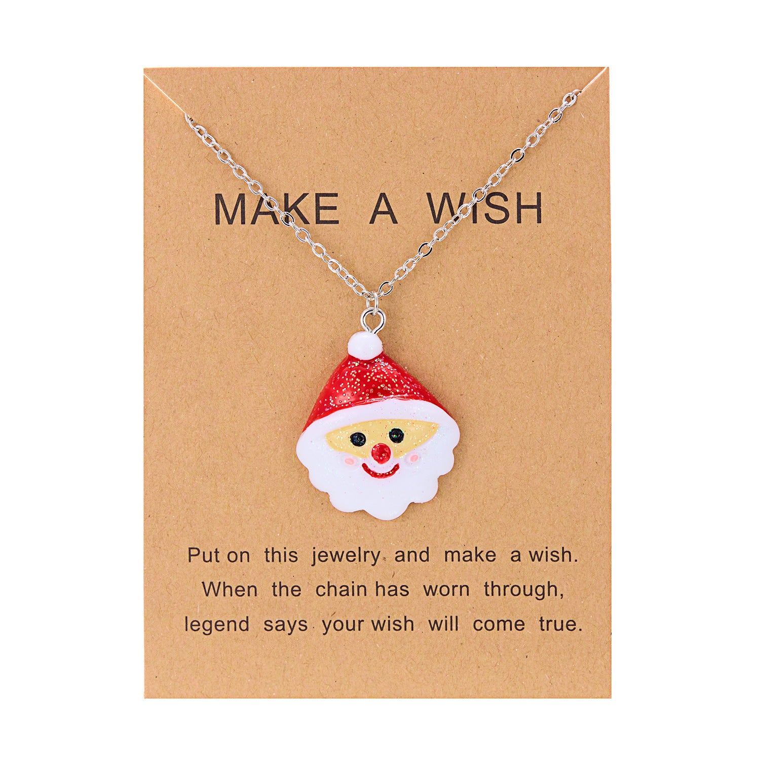 Silver-Tone Christmas Resin Glitter-Accent Chain Pendant Necklace in Assorted Styles-Style 2-Theone Apparel