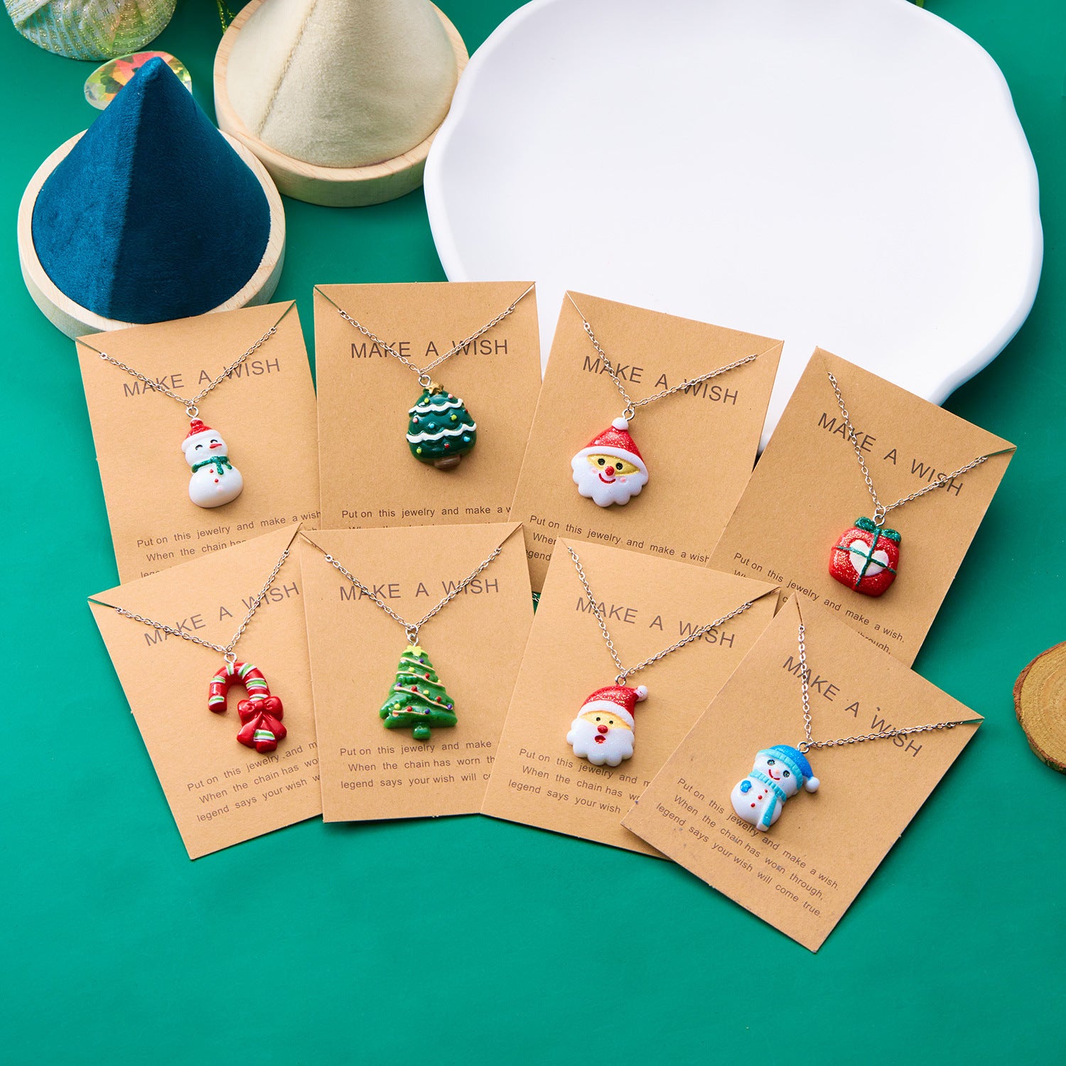 Silver-Tone Christmas Resin Glitter-Accent Chain Pendant Necklace in Assorted Styles-Theone Apparel