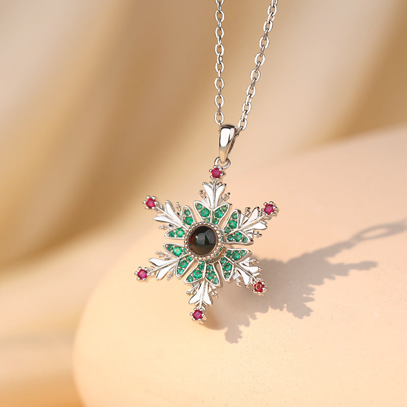 Silver-Tone Rhinestone-Accent Snowflake Women's Chain Pendant Necklace in Assorted Styles-Theone Apparel