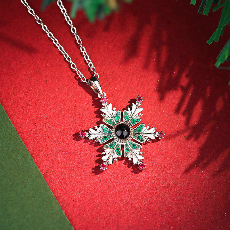 Silver-Tone Rhinestone-Accent Snowflake Women's Chain Pendant Necklace in Assorted Styles-Theone Apparel