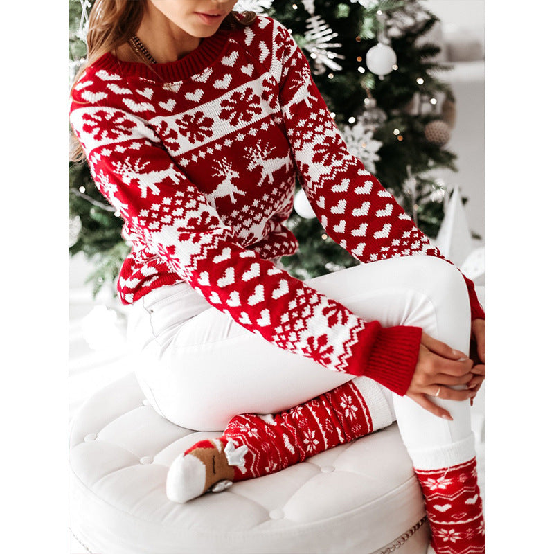 Soft and Warm Christmas Sweater with White and Red Patterning-Theone Apparel