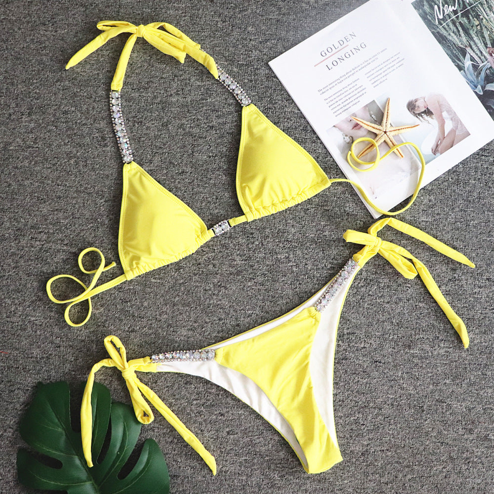 Solid Strapless Sexy Bikini for Poolside Glamorous Vibes-Yellow-Theone Apparel