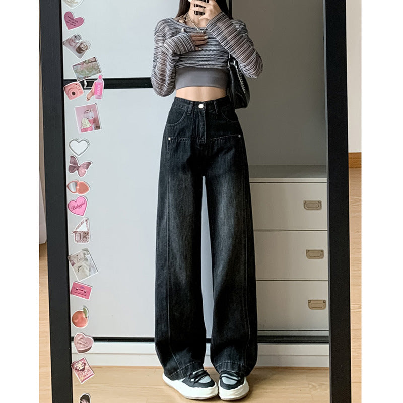 Jeans a gamba larga unisex per il comfort a forma di pera