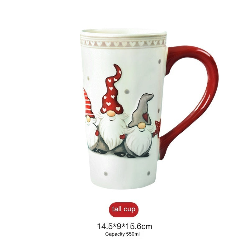 White, Gray & Red Gnome Trio Tall Ceramic Coffee Mug-Coffee Mug-Theone Apparel