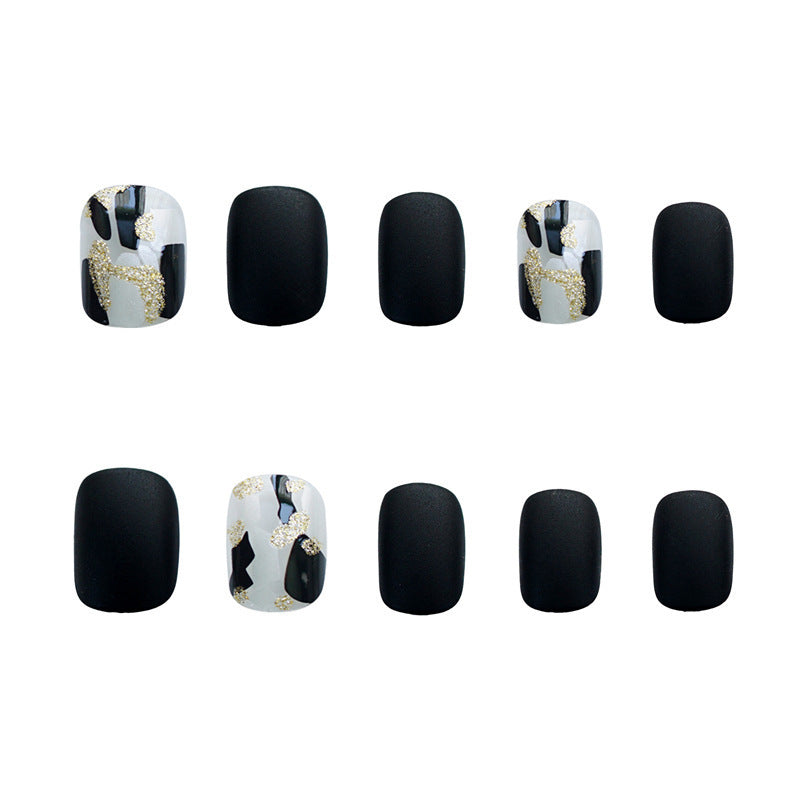 Women's Black and White False Nail Set with Accent Nails-Theone Apparel