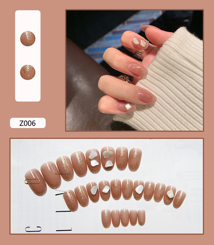 Women's Earth Tone Stone Adornment Nail Set in Nude-Z006-Theone Apparel