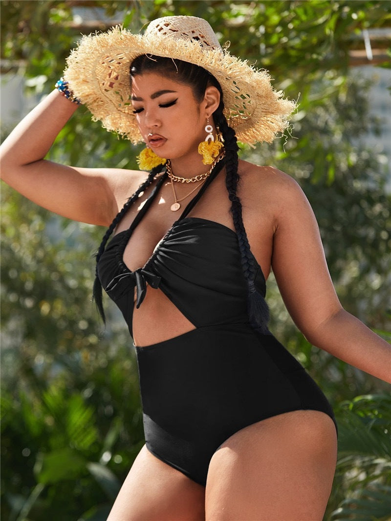Women's One Piece Swimsuit with Multicolor Geometric Patterning-Theone Apparel