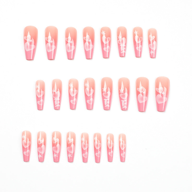 Women's Pretty in Pink Sunset Hearts False Nail Set-Theone Apparel