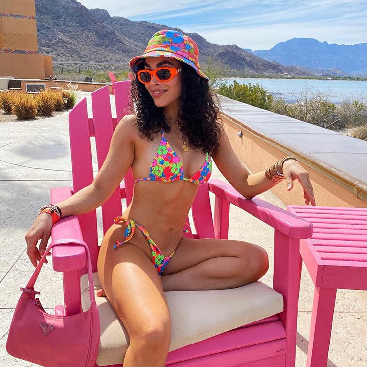 Women's Two Piece Neon Color High Waist String Bikini-Theone Apparel