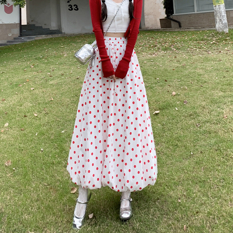 تنورة Red Polka Dot للملابس الصيفية المرحة