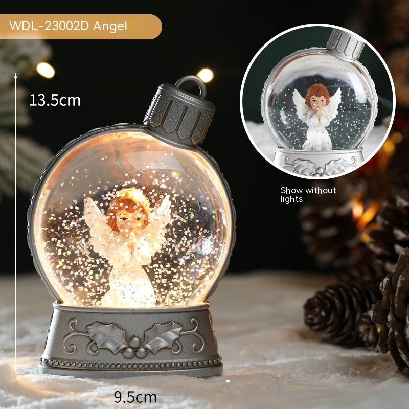 Festive Ornament-Shaped Light-Up Battery-Operated Plastic Snow Globe Christmas Decoration in Assorted Styles