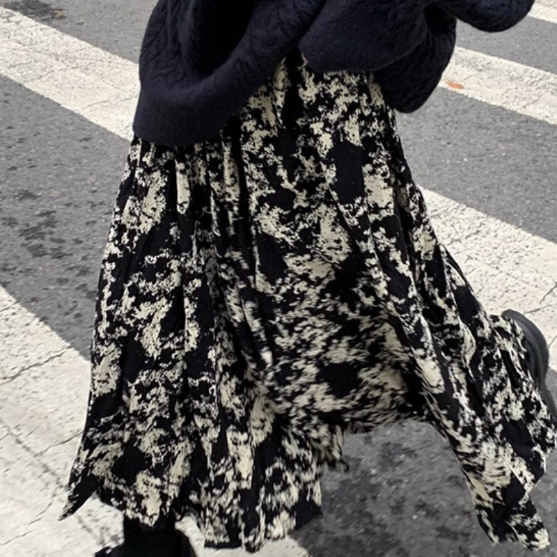 Gonna tinta a cravatta in stile occidentale per look casual dimagranti