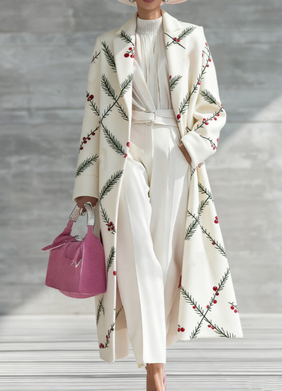 Printed Casual Lapel Long-sleeved Long Coat
