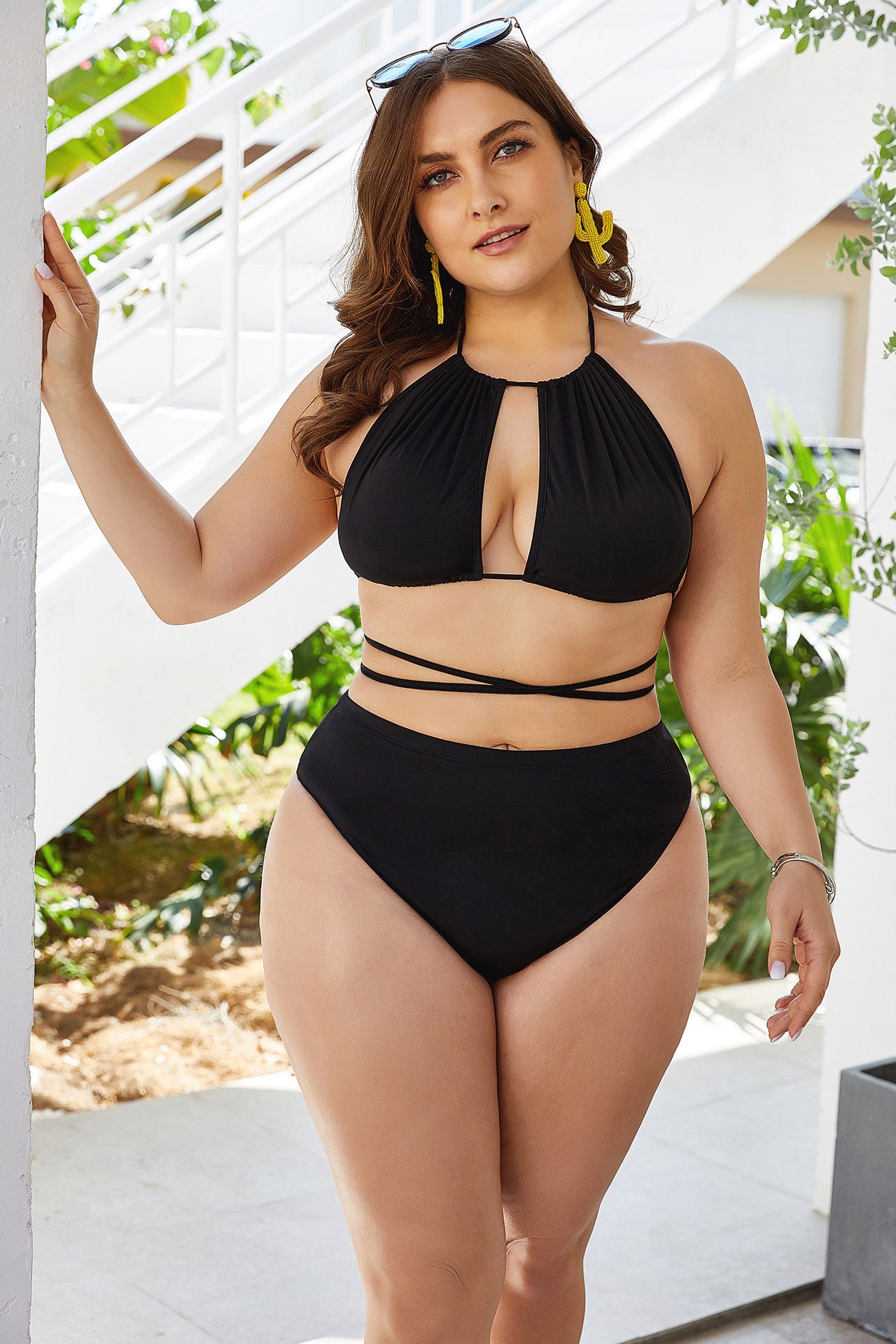 Black High-Waist Plus Size Bikini for Stylish Body Coverage