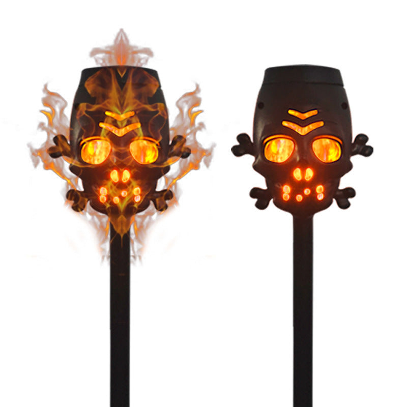 Spooky Colorful Skull LED Solar Light Yard Post Decoration