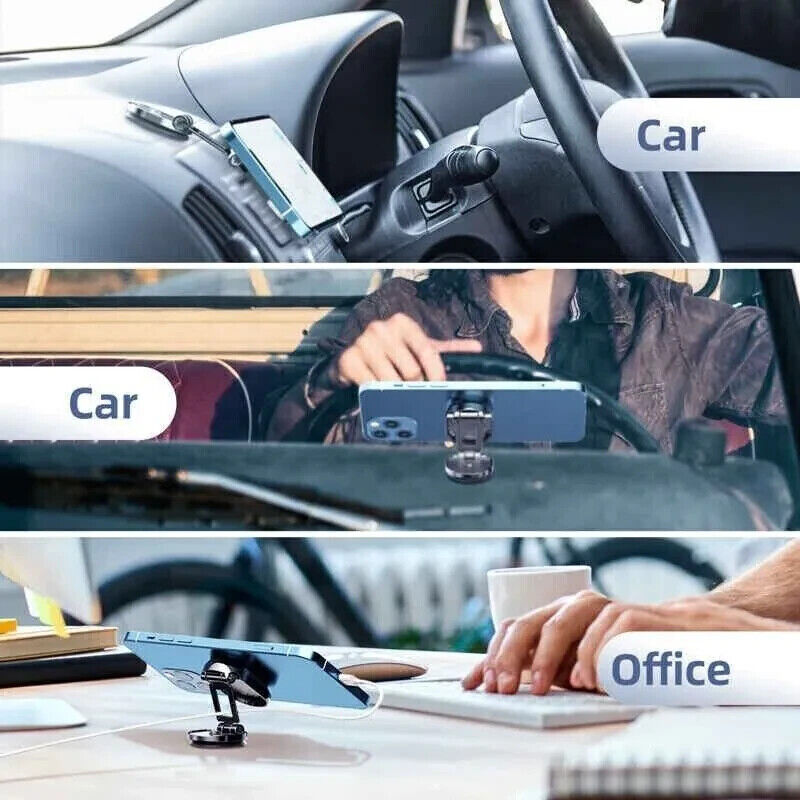 Foldable Magnetic Stainless?Steel Dashboard Phone Holder With 360° Rotation