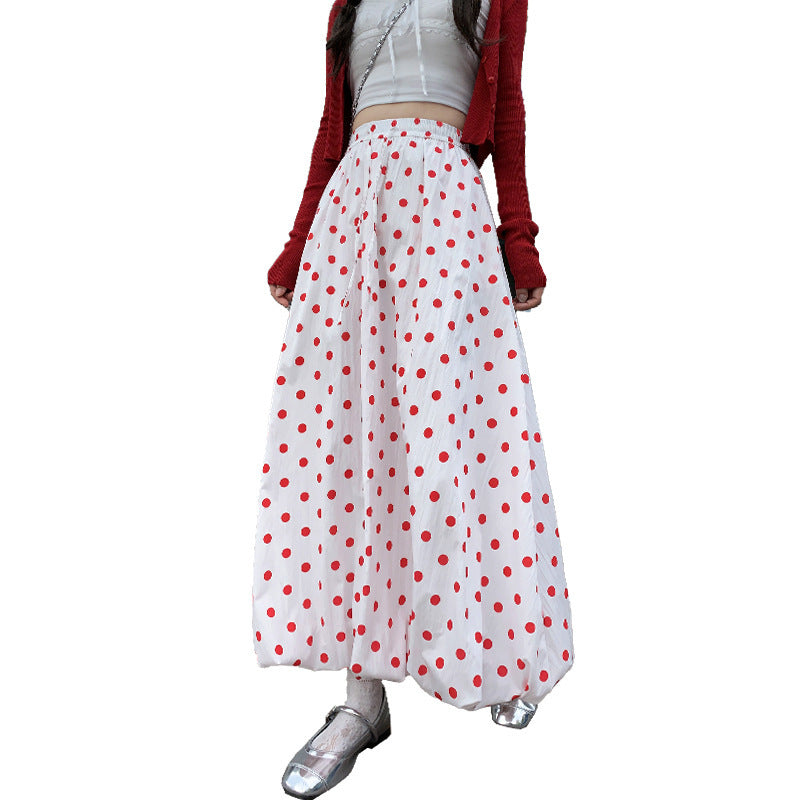 تنورة Red Polka Dot للملابس الصيفية المرحة