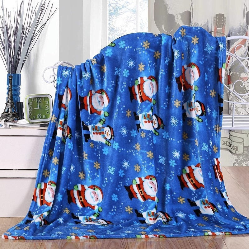 Double Sided Winter and Christmas Themed Fleece Blanket