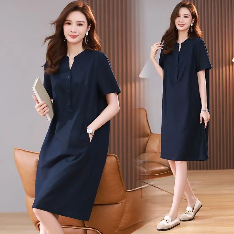 Oversized Mid-Length Summer Dress with Belly Coverage