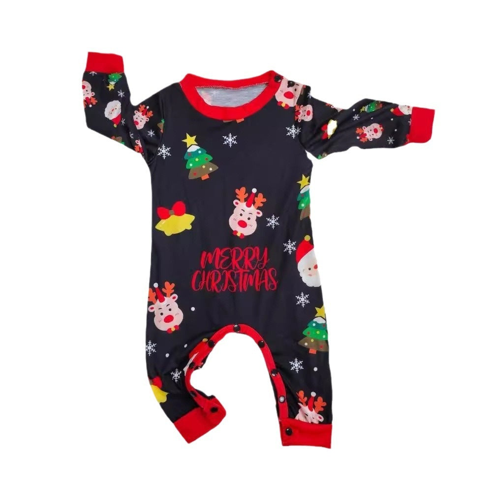 Cute Merry Christmas Red and Black Matching Family Pajama Set