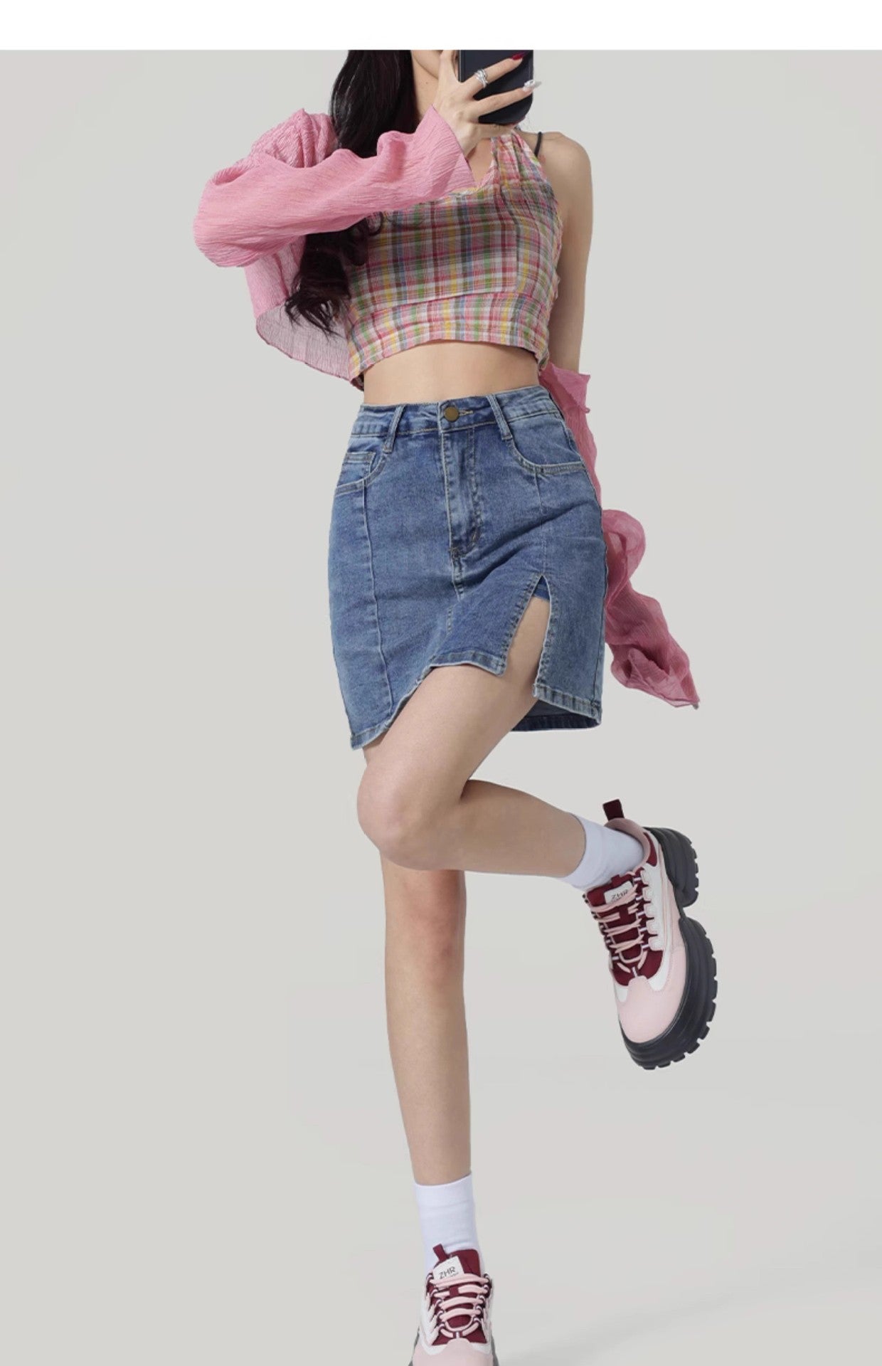 Hoge taille denim slanke rok voor flatterende dagelijkse slijtage