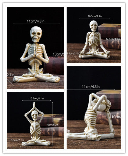 Skelet in yoga poseert Halloween-decoraties met niet-slipbasis