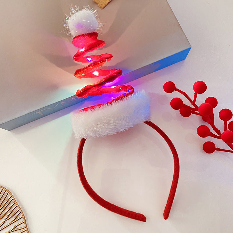 Christmas Tree Headband Hat with LED String Lights