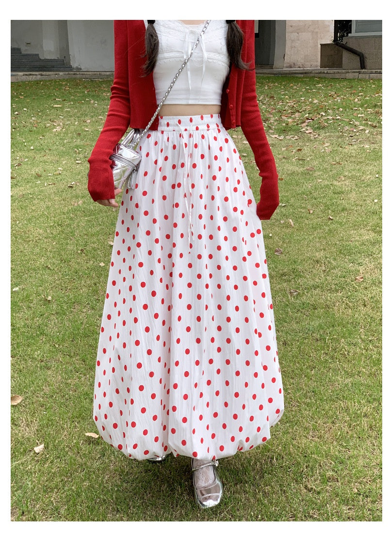 تنورة Red Polka Dot للملابس الصيفية المرحة