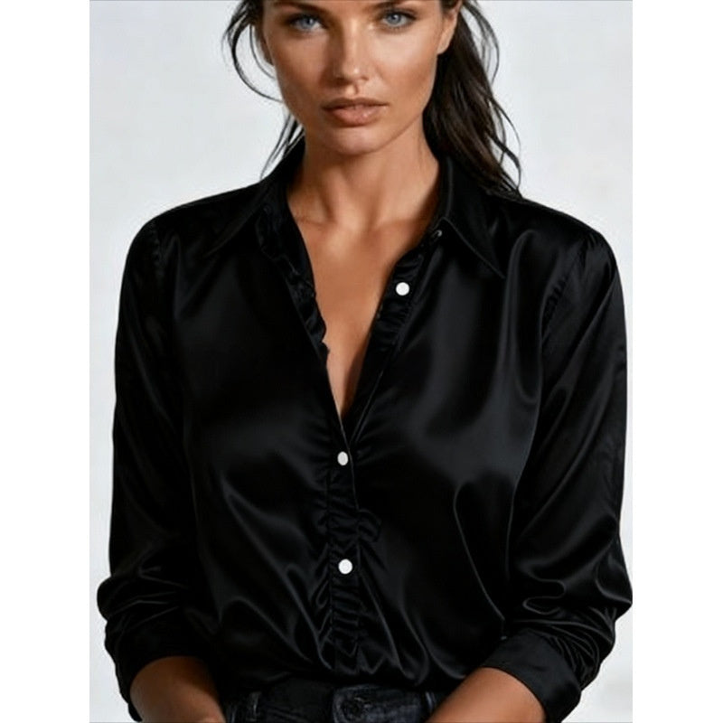 Solid-color Casual Loose-fit Women's Shirt