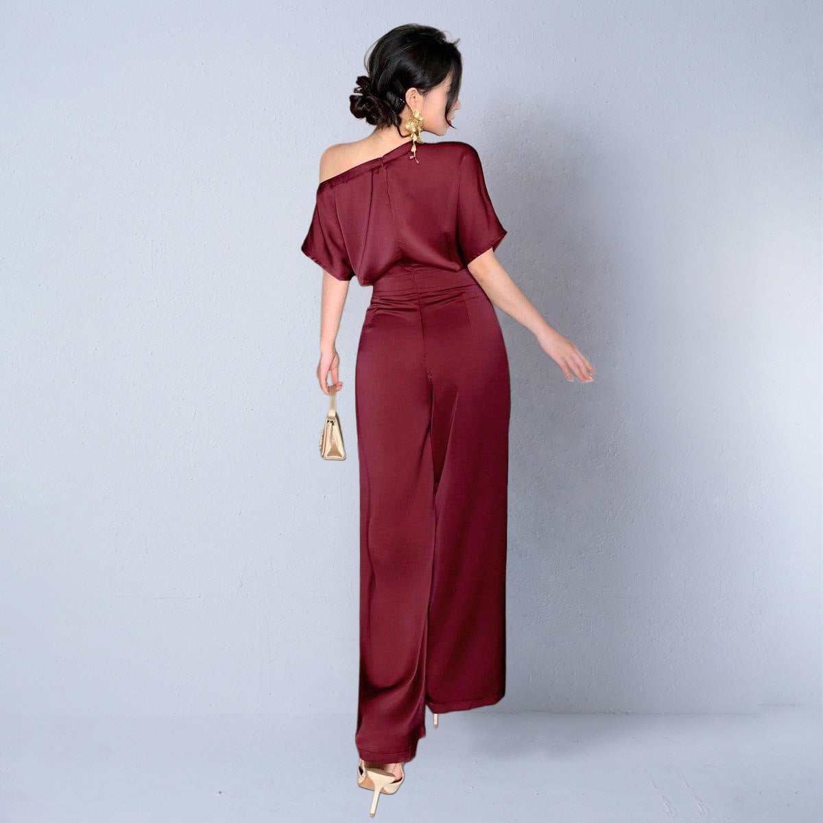 Silky-elegant Asymmetrical Jumpsuit For Women