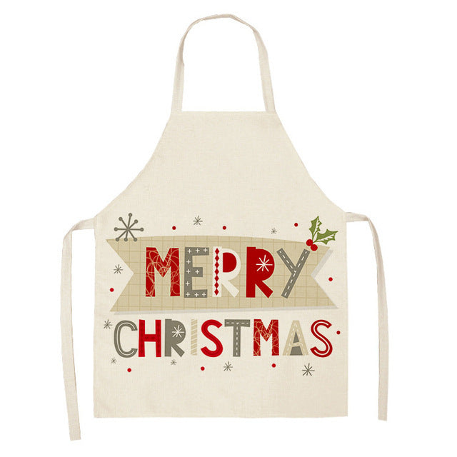 Merry Christmas Cotton-Linen Blend Self-Tie Adjustable Apron in Assorted Styles