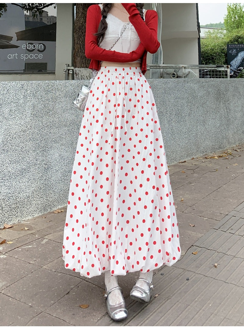 تنورة Red Polka Dot للملابس الصيفية المرحة