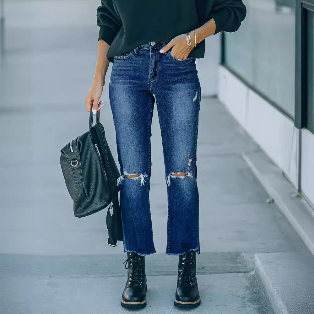 Rebound Slim-Fit Drain Jeans for Autumn Winter Styling